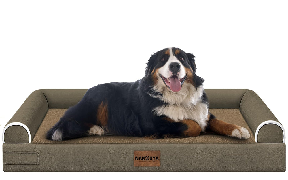 NANUYA large dog bed with orthopedic egg crate foam for joint support.