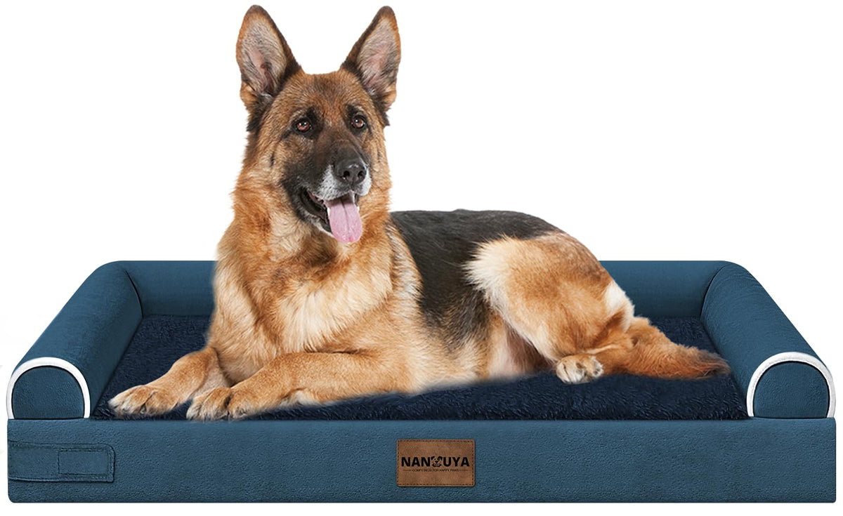 NANUYA large dog bed with orthopedic egg crate foam offers joint support.