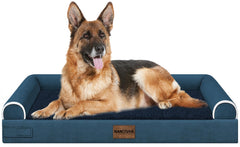NANUYA large dog bed with orthopedic egg crate foam offers joint support.
