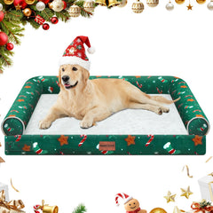 NANUYA large orthopedic dog bed in green with joint-supportive foam