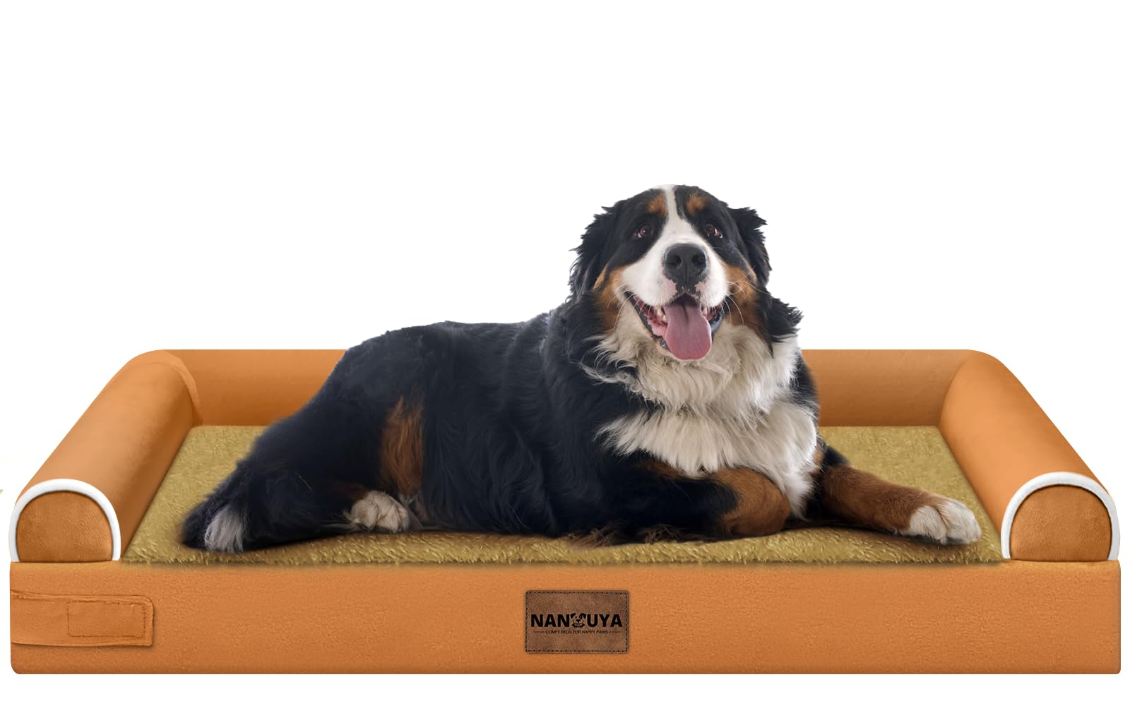NANUYA large dog bed orange with orthopedic egg crate foam supports joints.