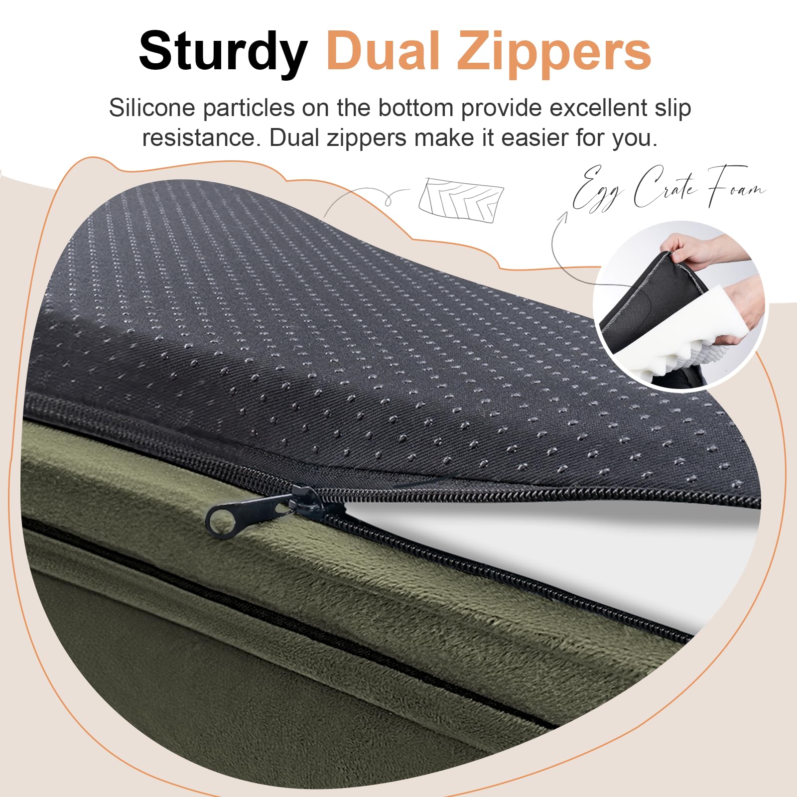 NANUYA large dog bed removable cover with zipper for easy washing.