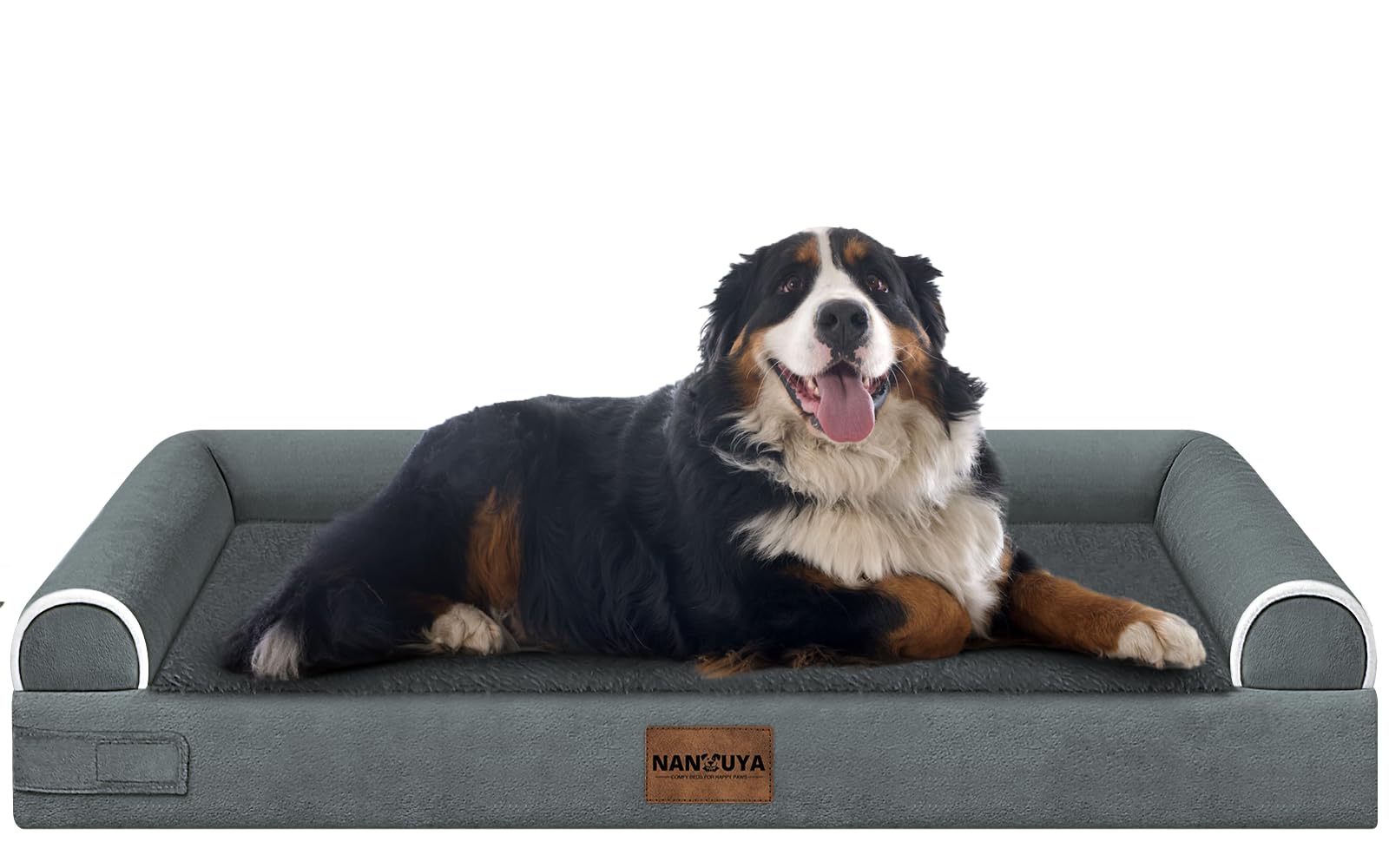 NANUYA Large Dog Bed with three sided bolster for secure, cozy naps.
