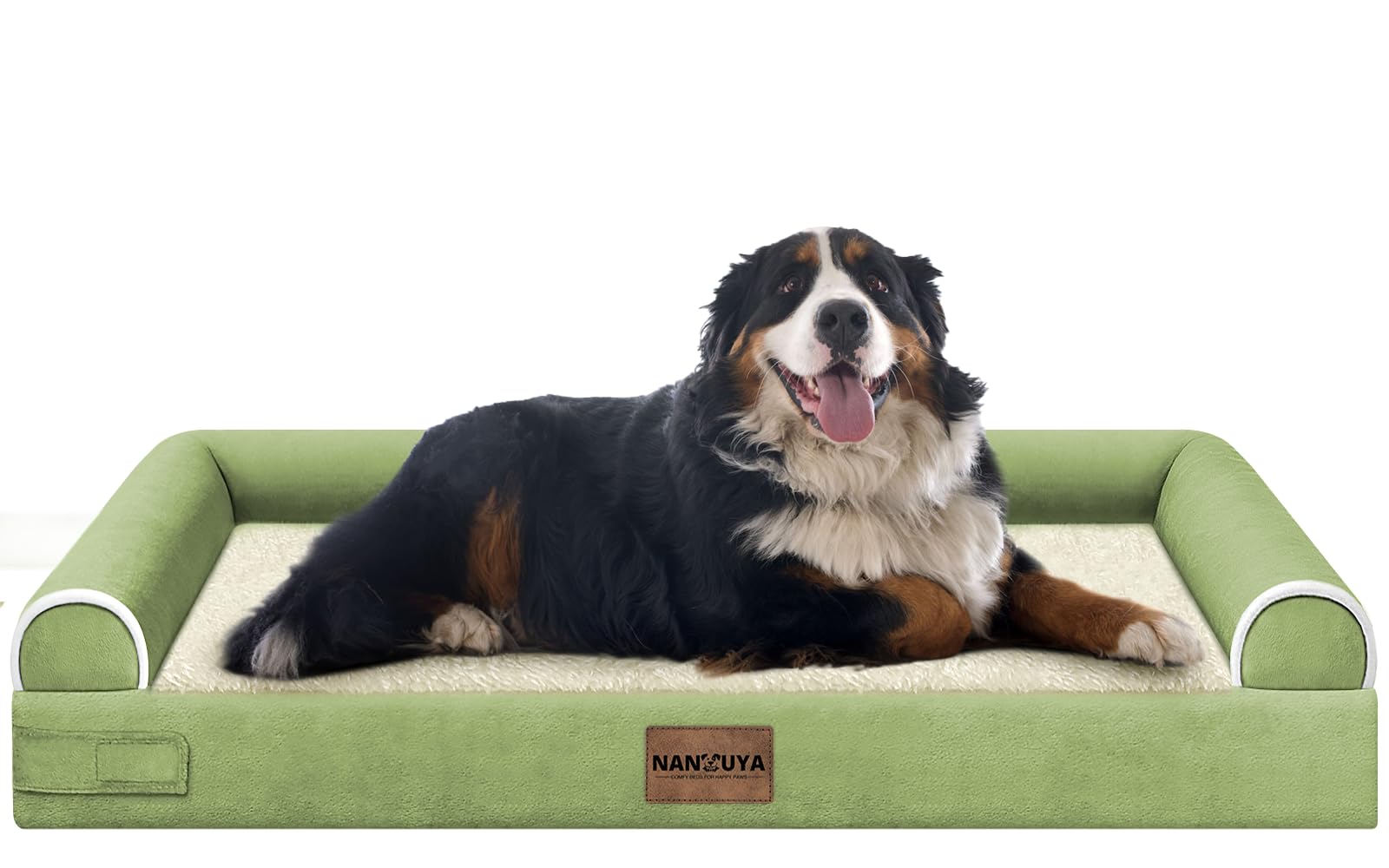 NANUYA large dog bed three-sided bolster offers secure, comfy lounging for pets
