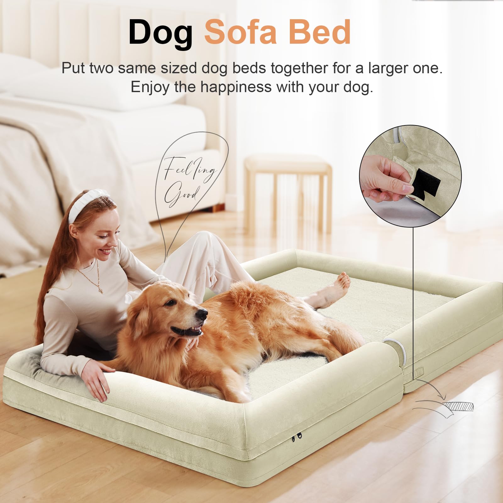 NANUYA velvet surface dog bed delivers cozy naps.