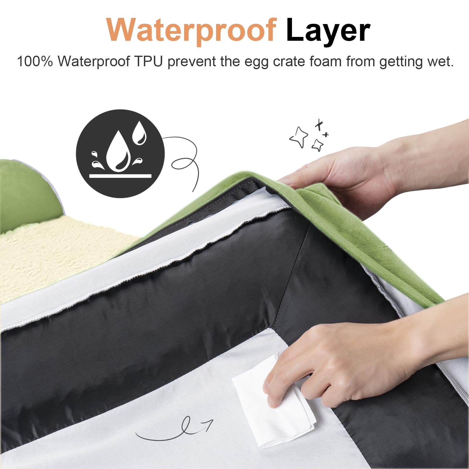 NANUYA waterproof cover closeup protecting inner foam from spills