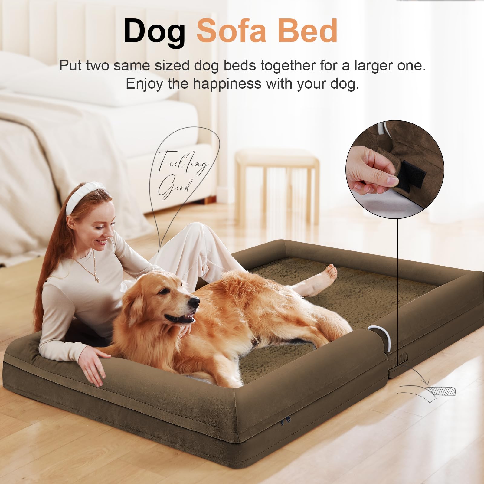 NANUYA large dog bed waterproof cover protects foam from moisture.