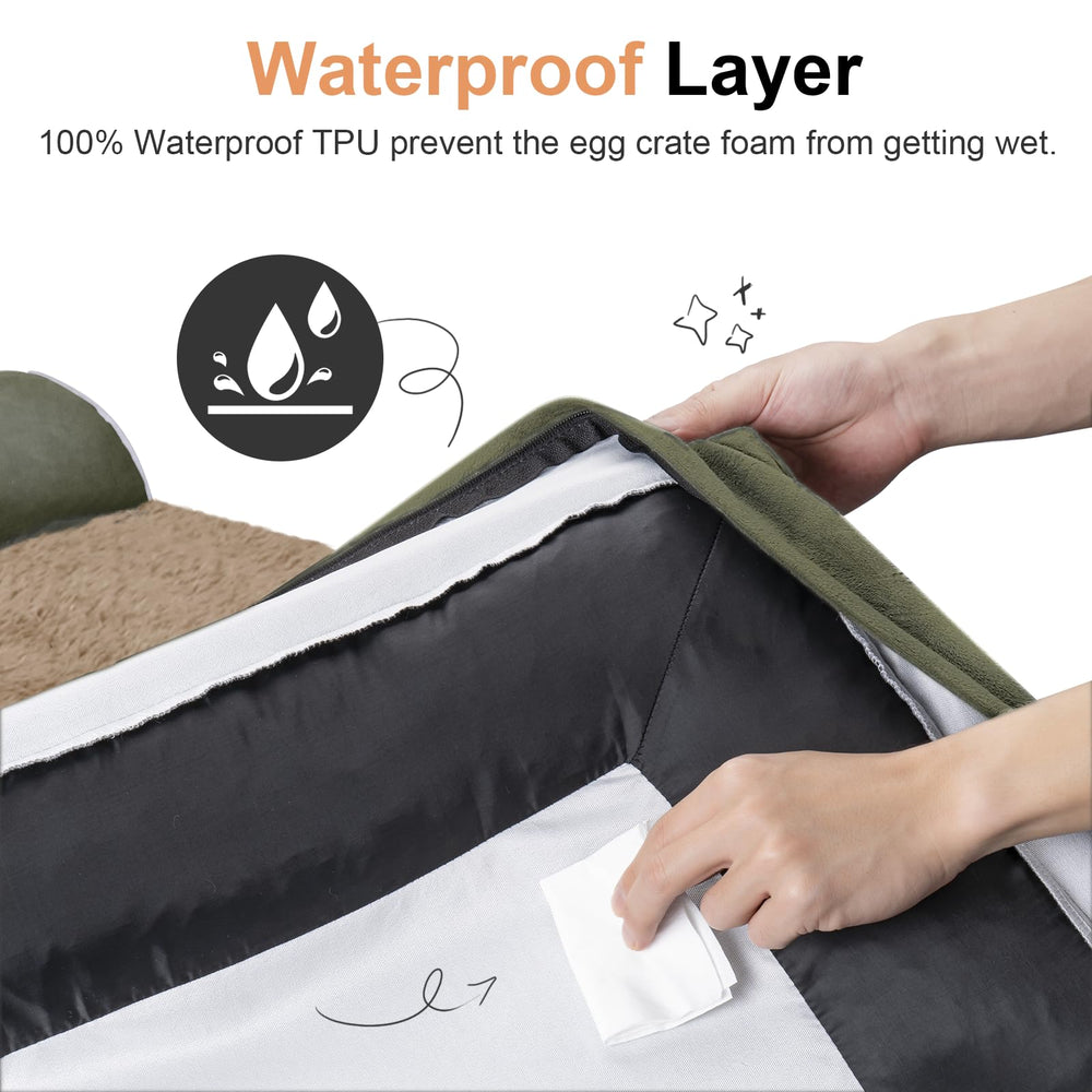 NANUYA large dog bed waterproof cover protects foam from spills and accidents.