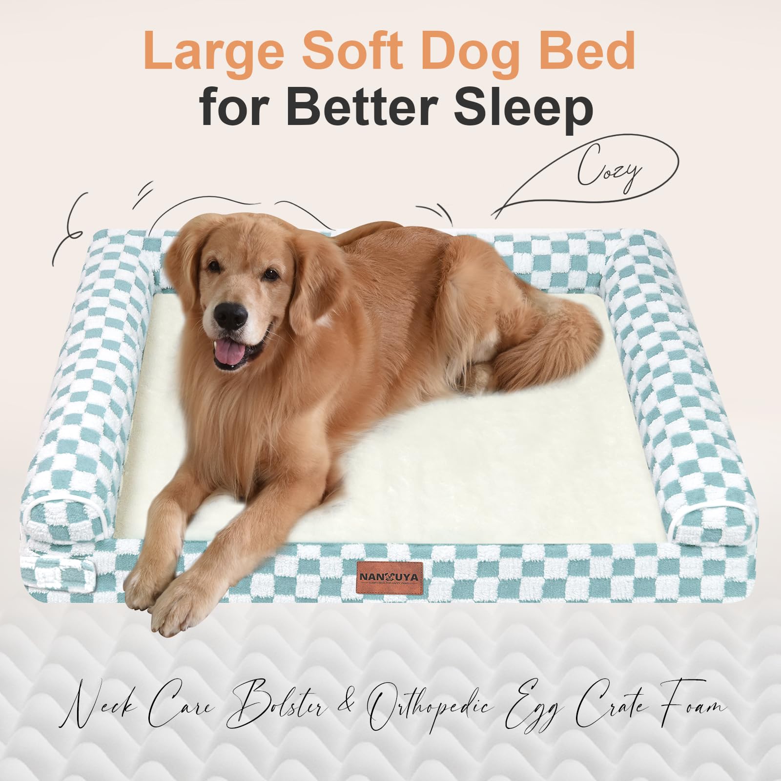 NANUYA large dog bed waterproof inner liner protecting foam from spills.