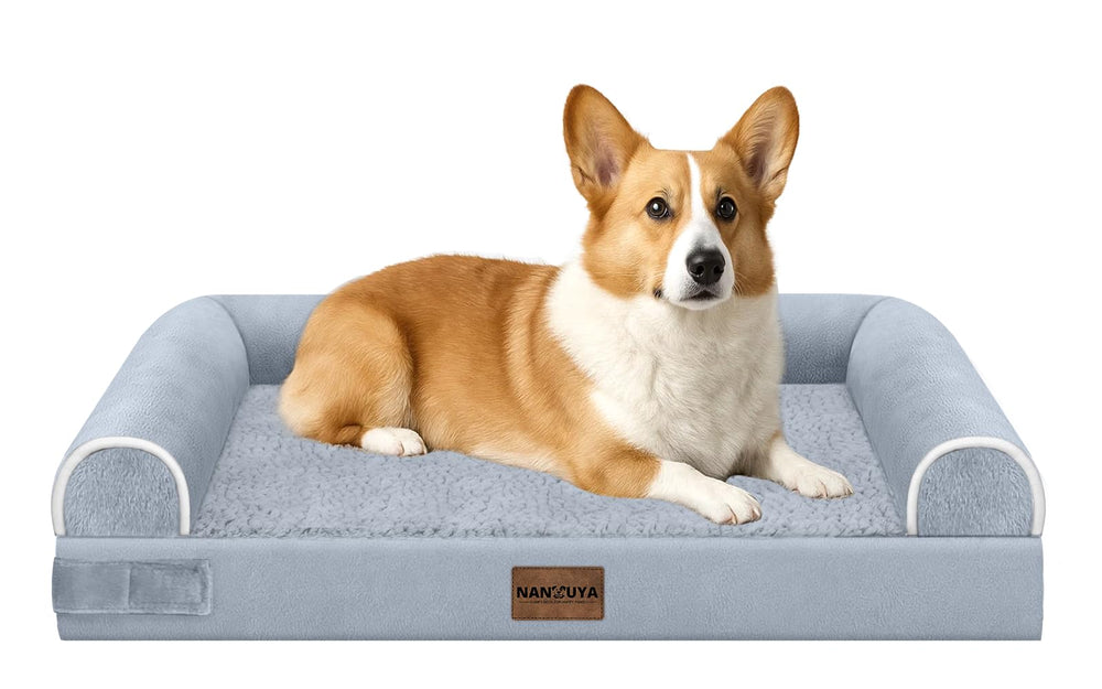 NANUYA medium-large dog bed with egg crate foam enhances joint comfort for restful sleep.