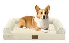 NANUYA medium-large dog bed waterproof cover beige close-up showing protective surface