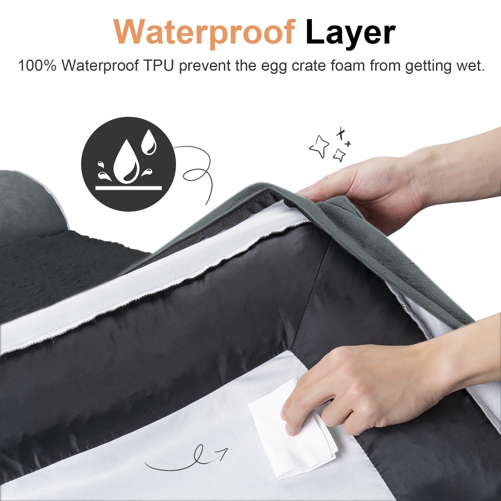 NANUYA removable cover zipper closeup for easy cleaning.