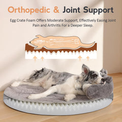 NANUYA round dog bed offers extra stretch room for flexible lounging.