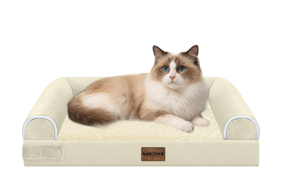NANUYA small-dog-bed-orthopedic-beige provides plush joint-support for tiny pets during naps