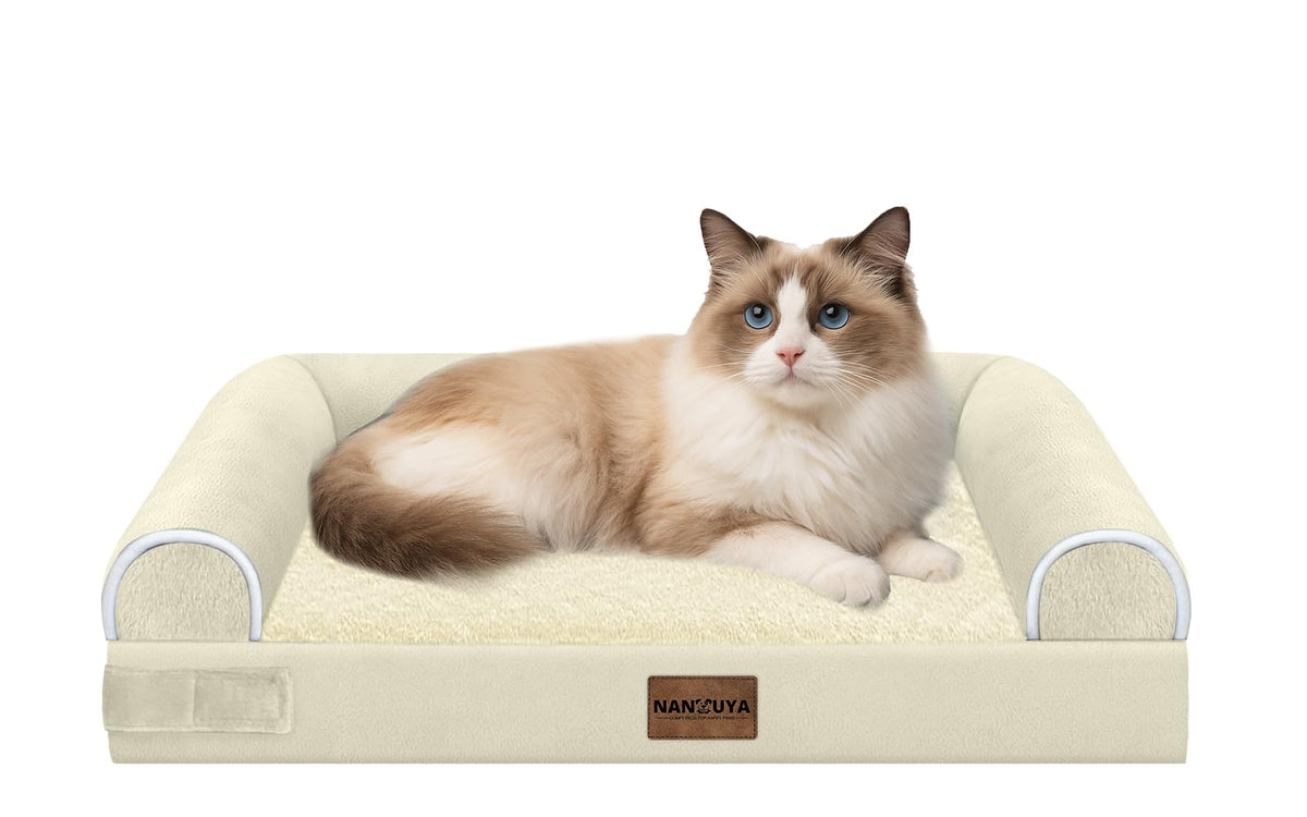 NANUYA small-dog-bed-orthopedic-beige provides plush joint-support for tiny pets during naps