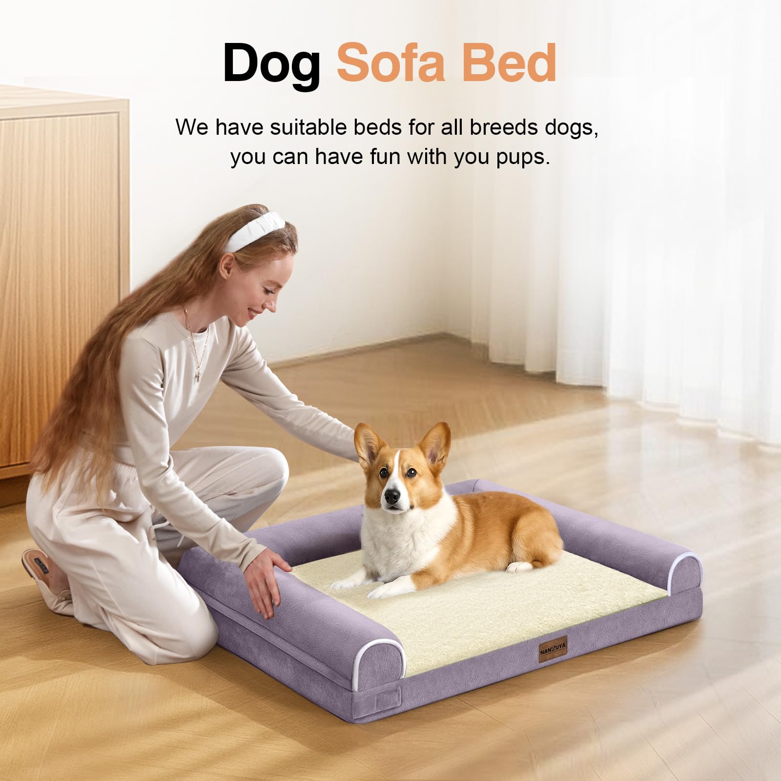 NANUYA small dog bed soft velvet surface adds cozy lounging with easy cleaning