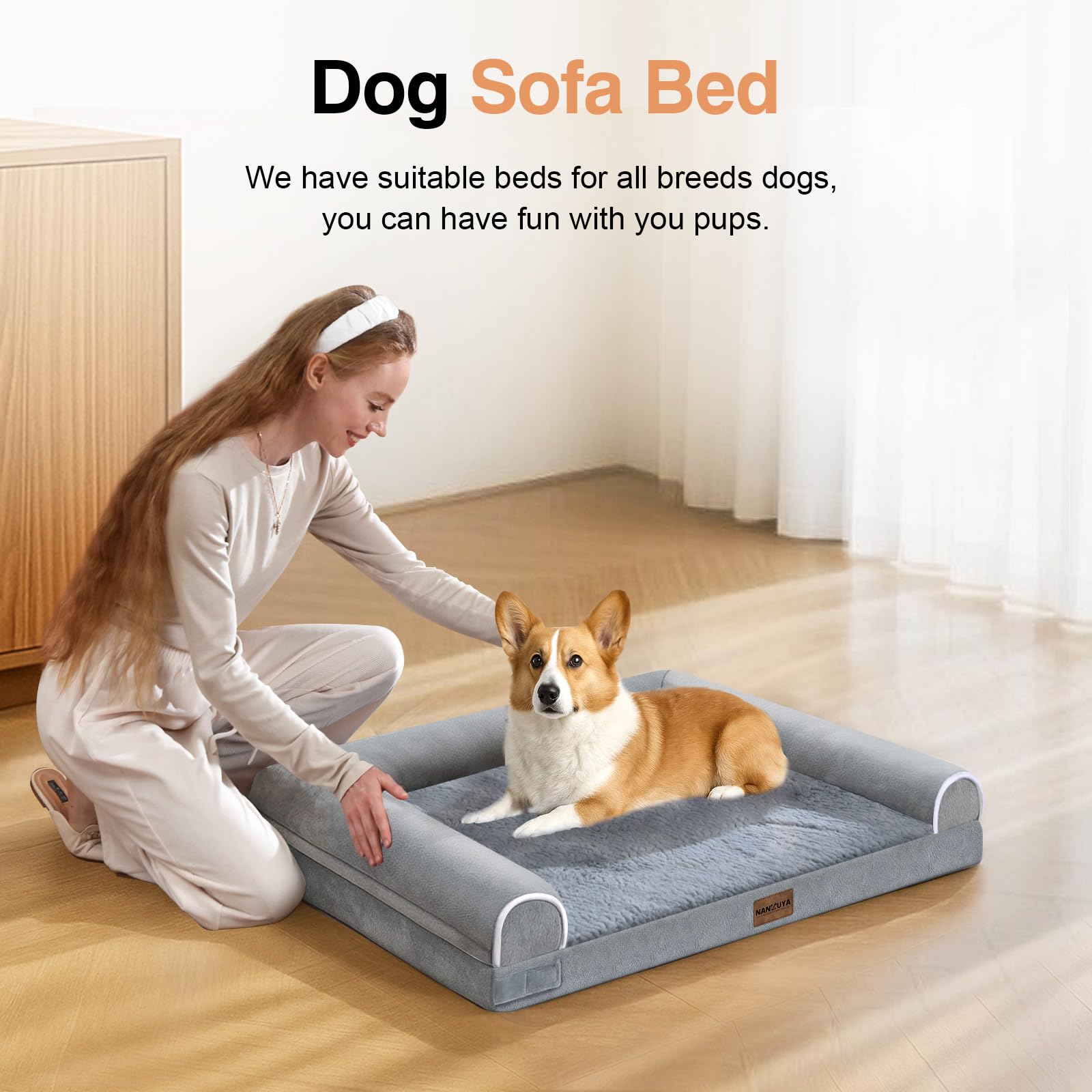 NANUYA soft velvet cover adds luxurious feel and pet-friendly comfort.