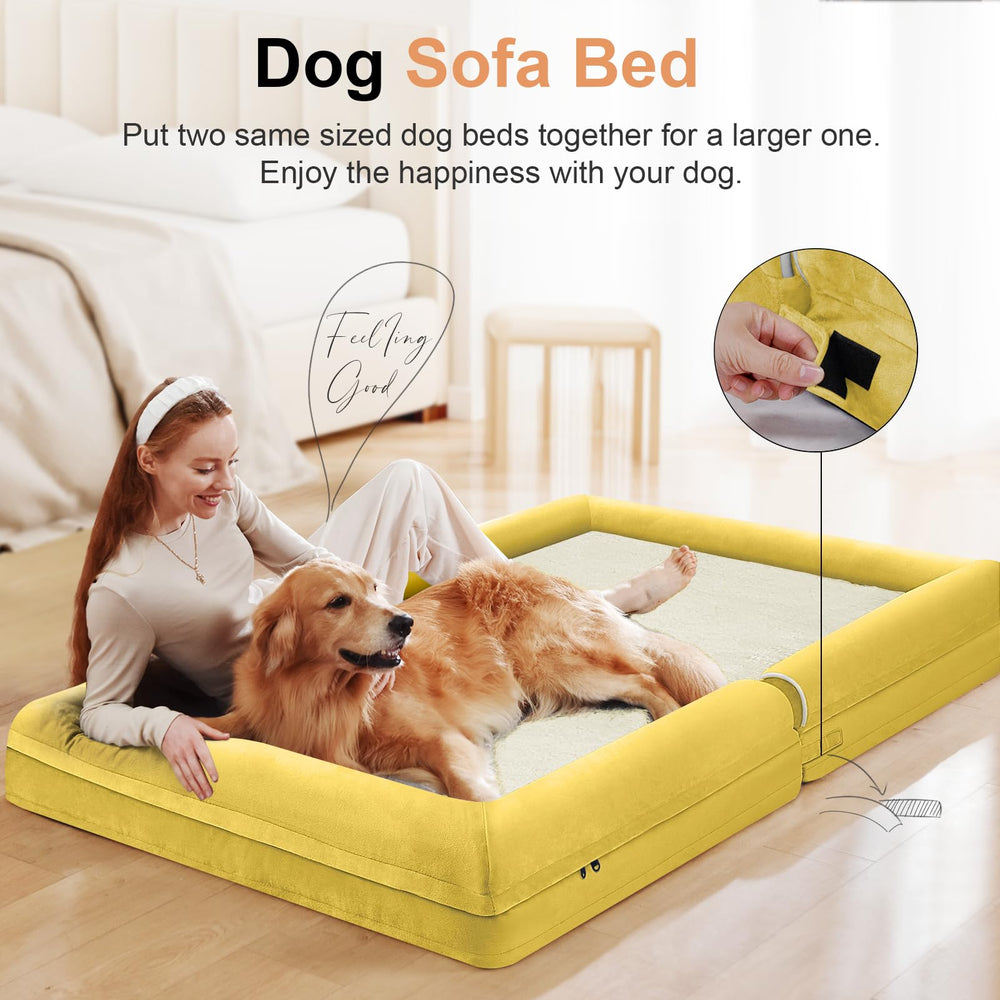 NANUYA three-sided-bolster dog bed offers head and neck cushioning.