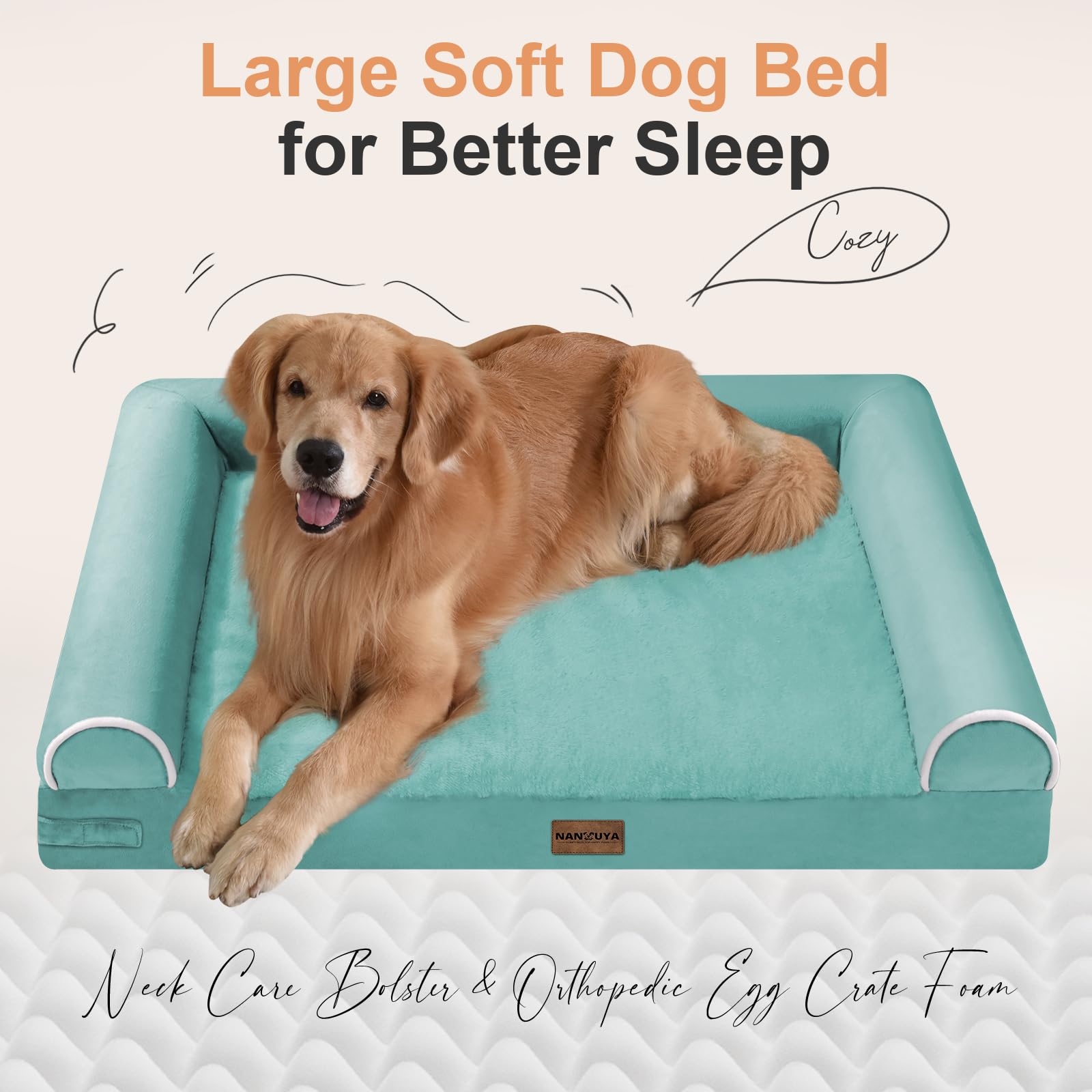 NANUYA velvet-fabric dog bed offers luxurious softness for restful naps.