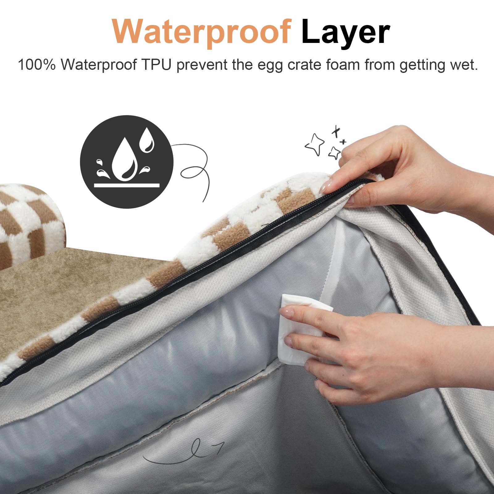 NANUYA waterproof inner liner protects the foam from spills.