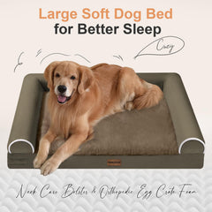 NANUYA XL dog bed with 3-sided bolster for secure lounging