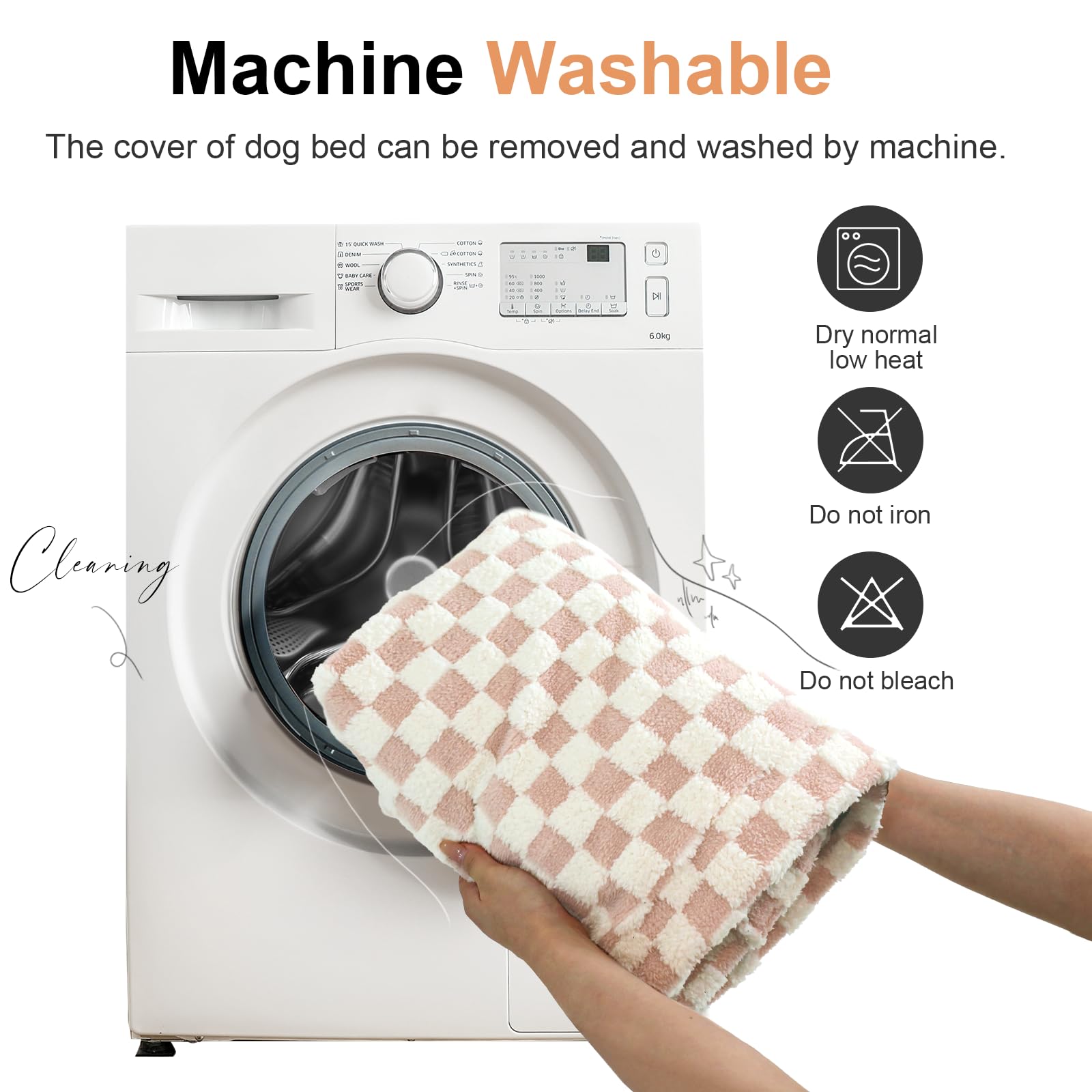 NANUYA dog bed removable cover with dual zippers for washing