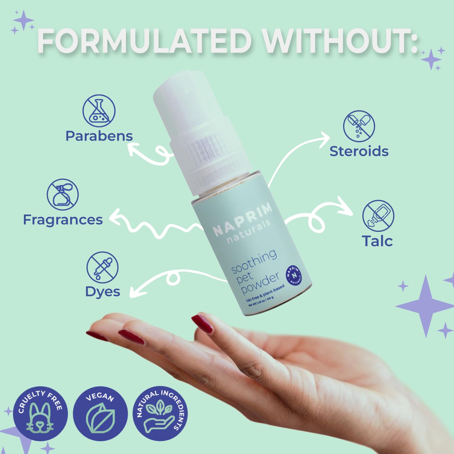 Naprim Naturals powder after a walk helps soothe minor irritation.