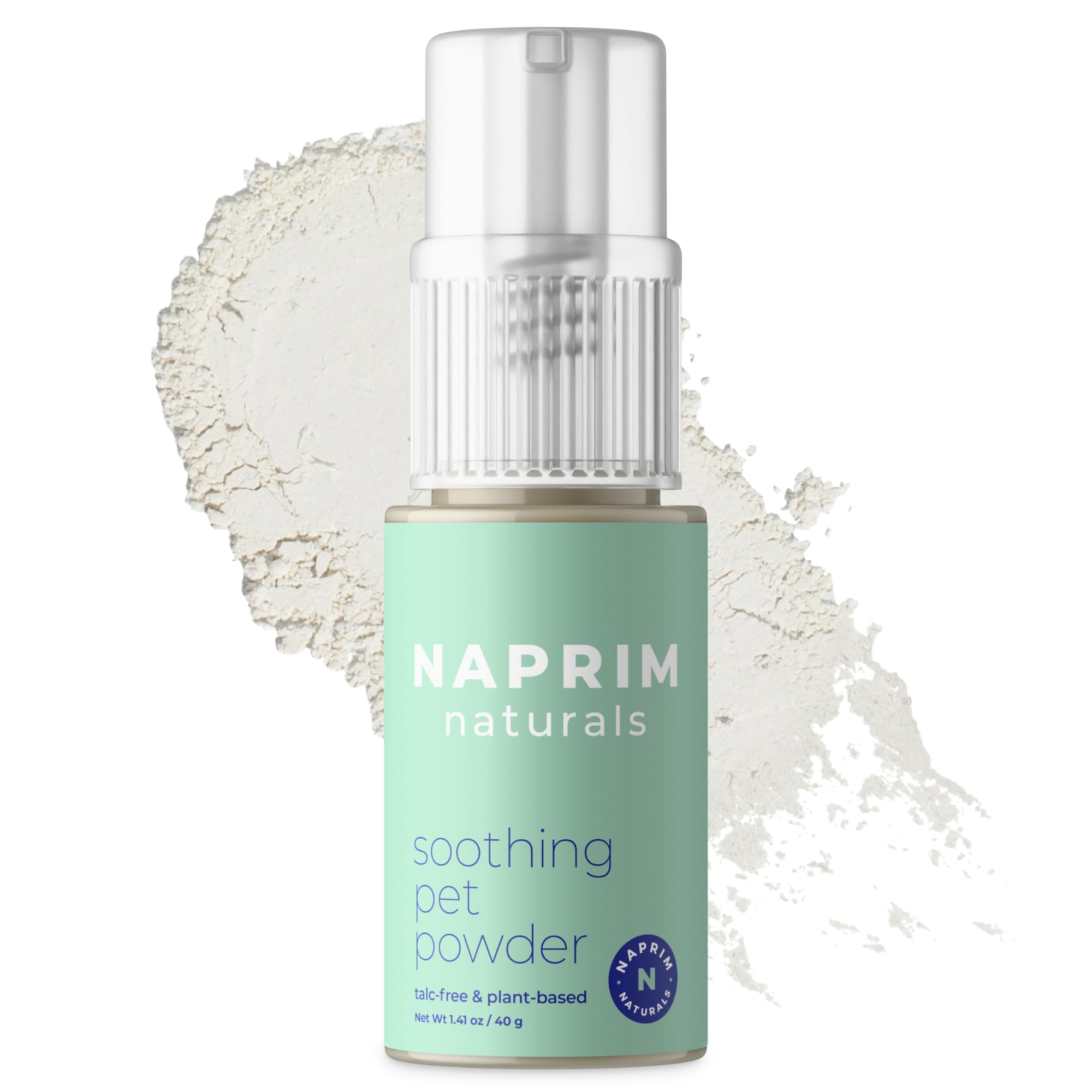 Naprim Naturals Soothing Pet Powder bottle for gentle itch relief on dogs and cats.
