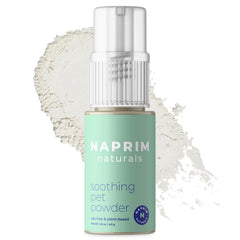 Naprim Naturals Soothing Pet Powder bottle for gentle itch relief on dogs and cats.