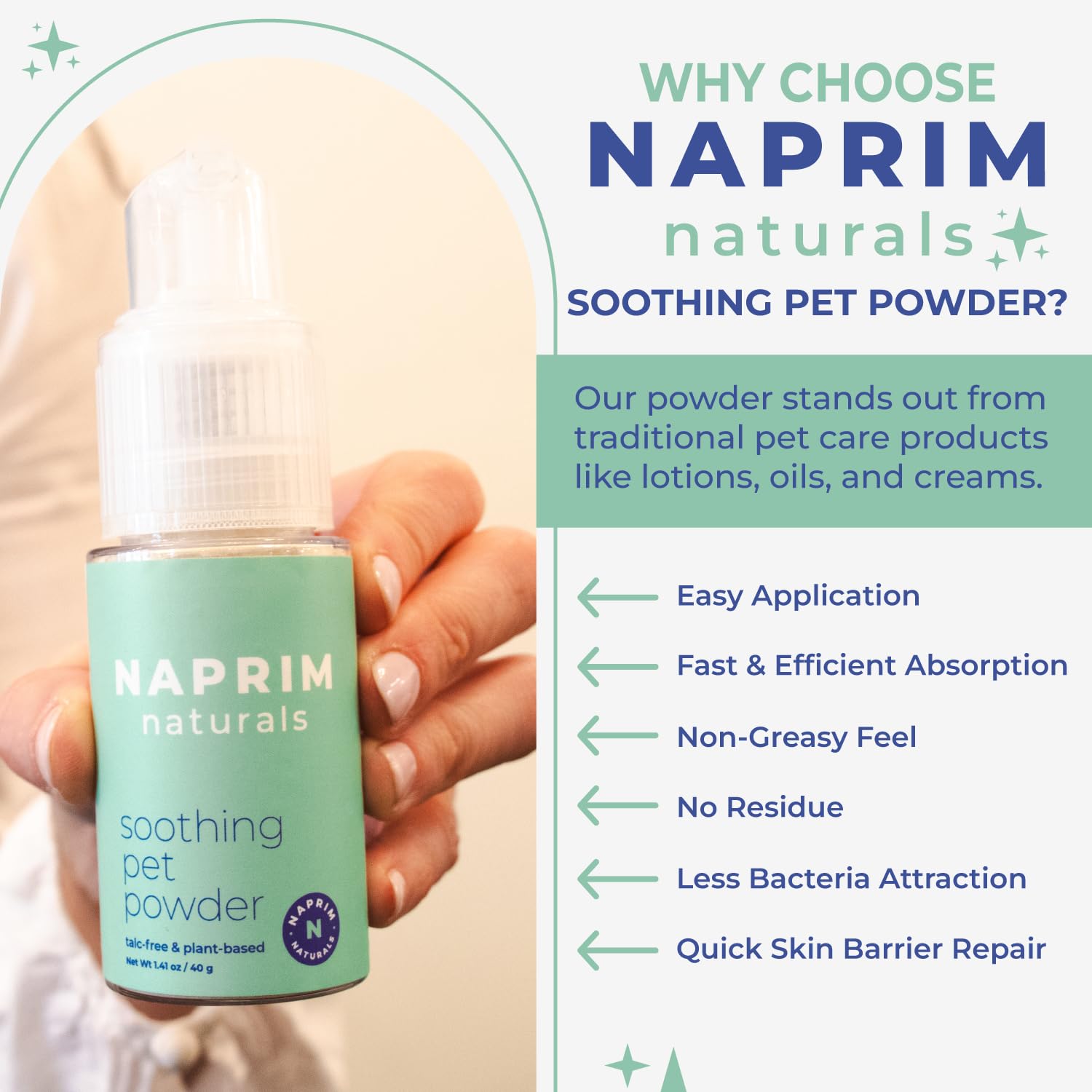 Naprim Naturals powder in a compact first aid kit setup.