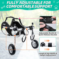 Nasjac dog wheelchair adjustable-structure supports fit for different sizes.
