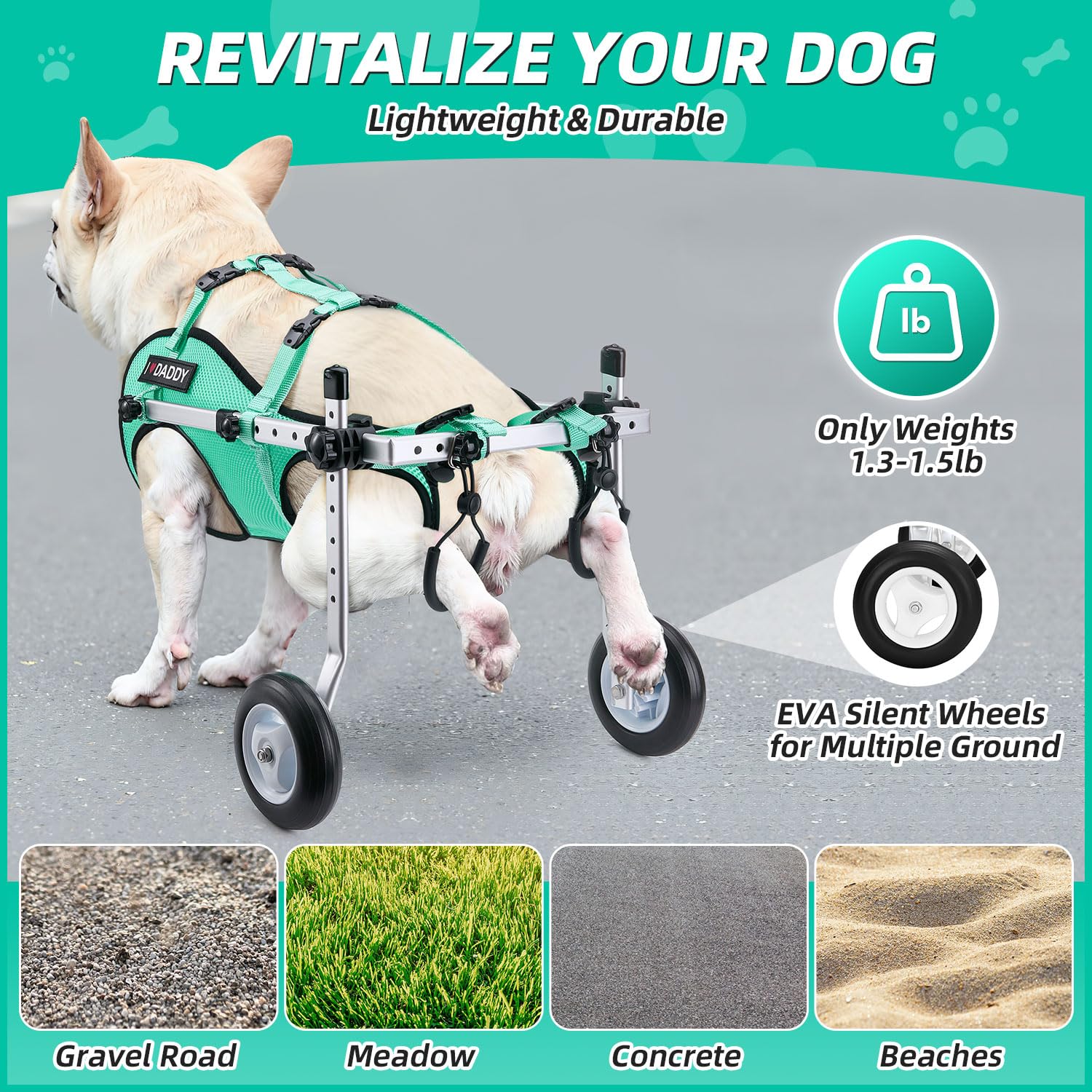 Nasjac dog wheelchair leash ring enables safer outdoor control.