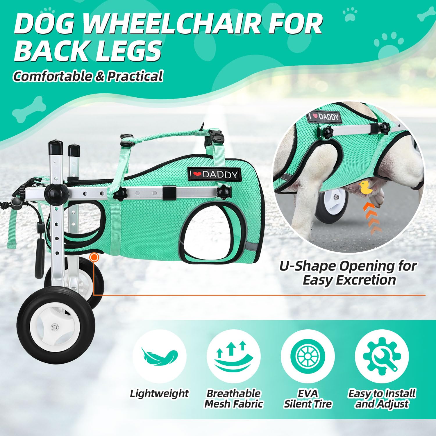 Nasjac dog wheelchair tool-free assembly saves time on setup.