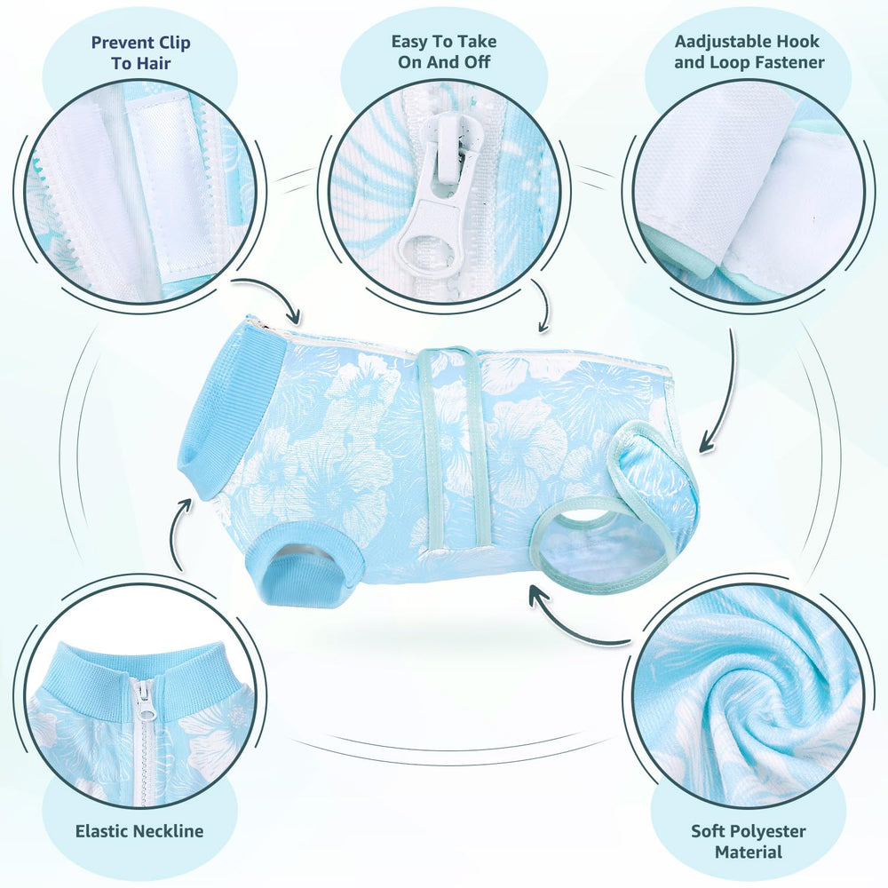 Nasjac Recovery Suit cone alternative prevents licking after surgery.