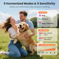 NATGOVOD collar sensitivity levels display highlights customizable training intensity
