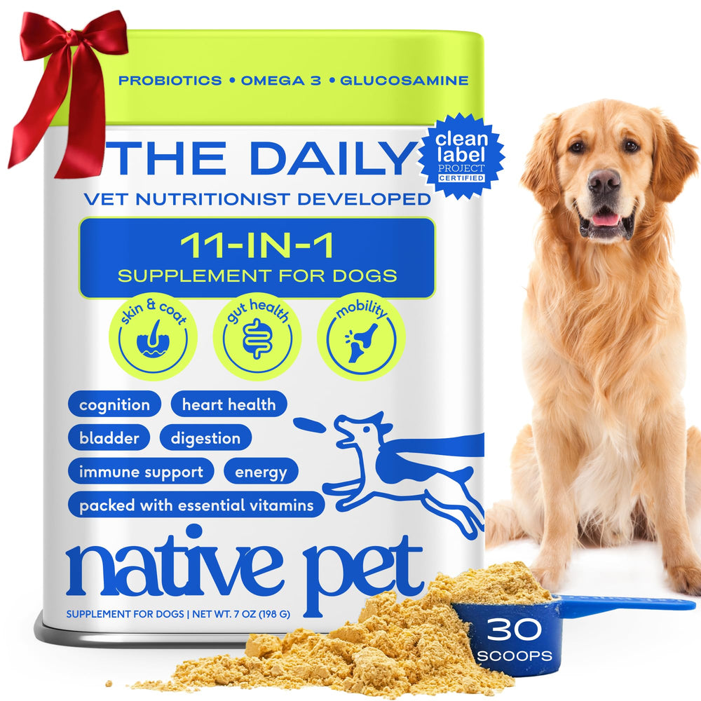 Native Pet 11-in-1 dog vitamins bottle-front promotes daily canine wellness