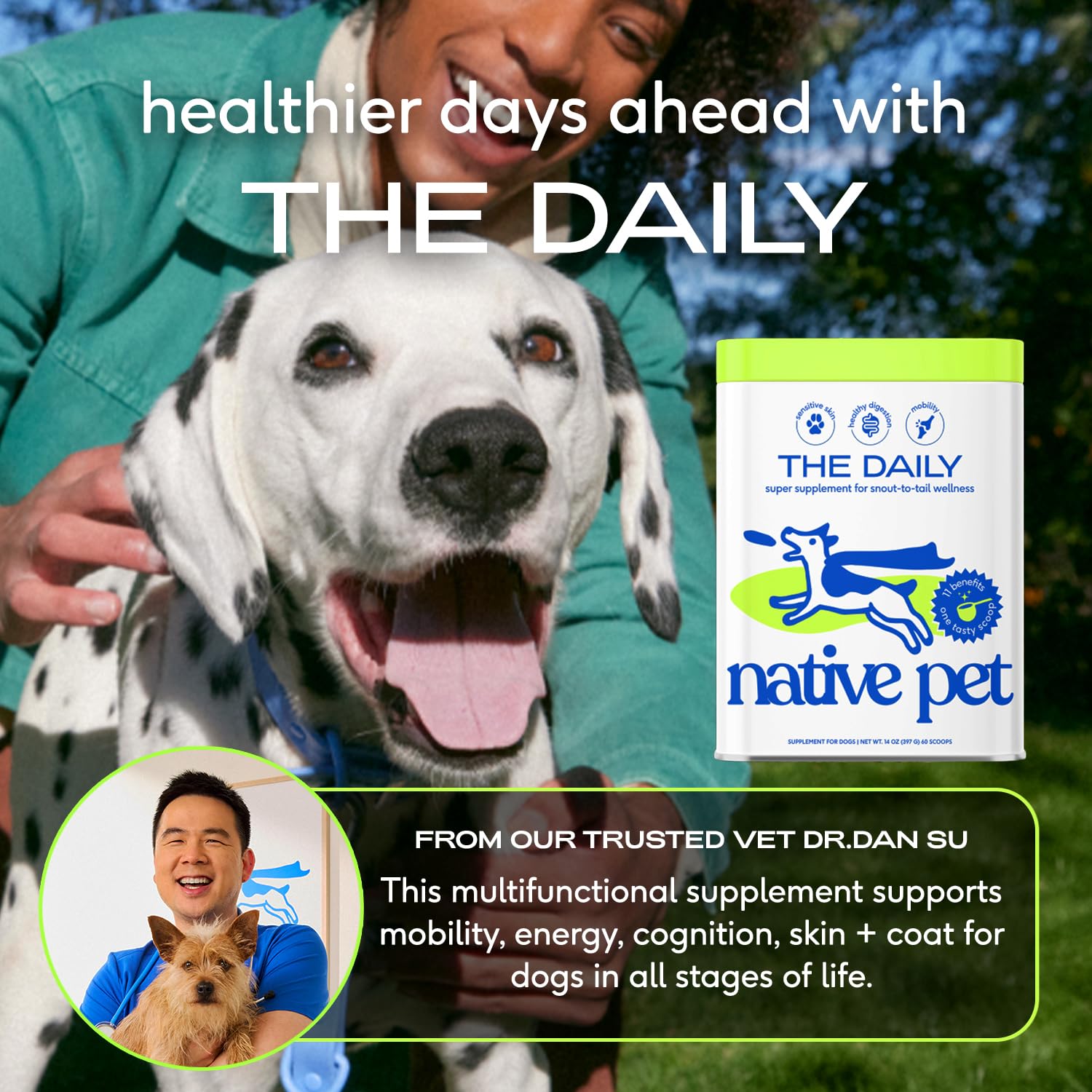 Native Pet 11-in-1 dog vitamins mobility-boost closeup joint-support potential