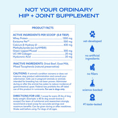 Native Pet Advanced Care powder being stirred into food promotes consistent mobility support.
