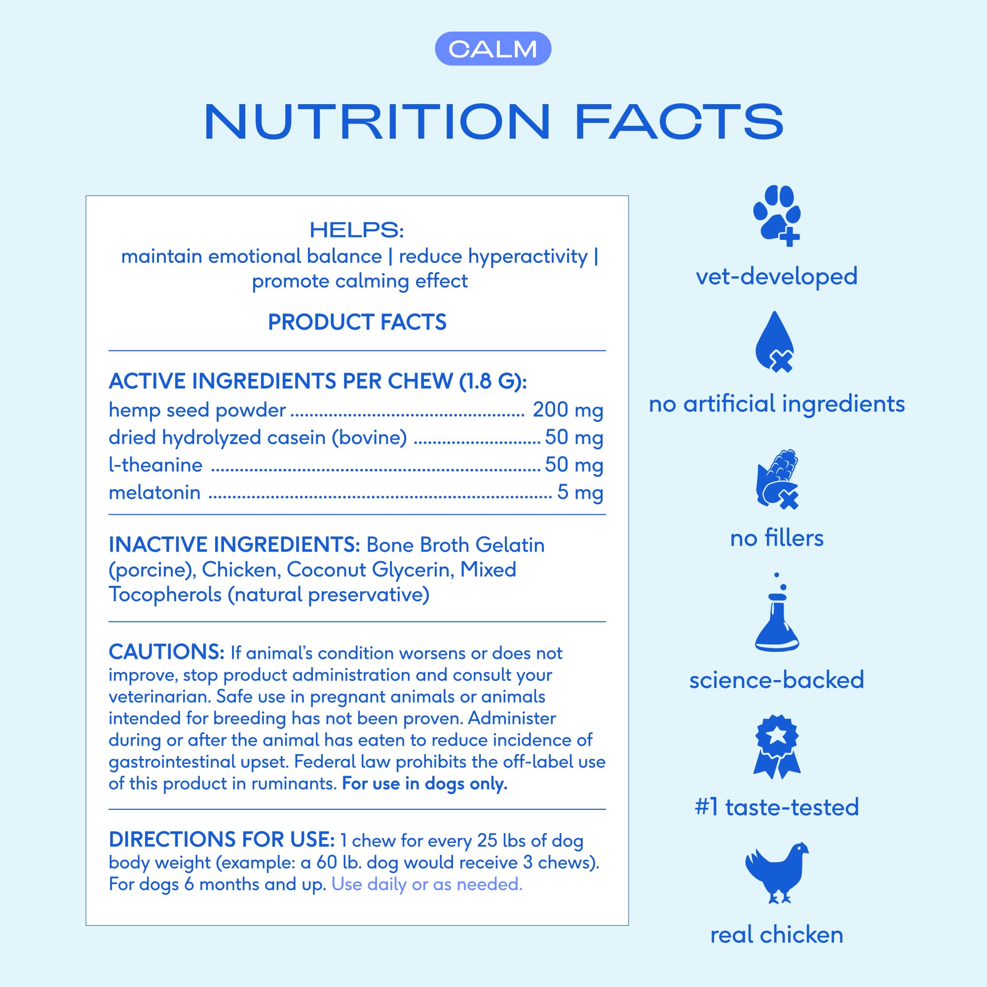 Native Pet Calming Chews air-dried format for potency.