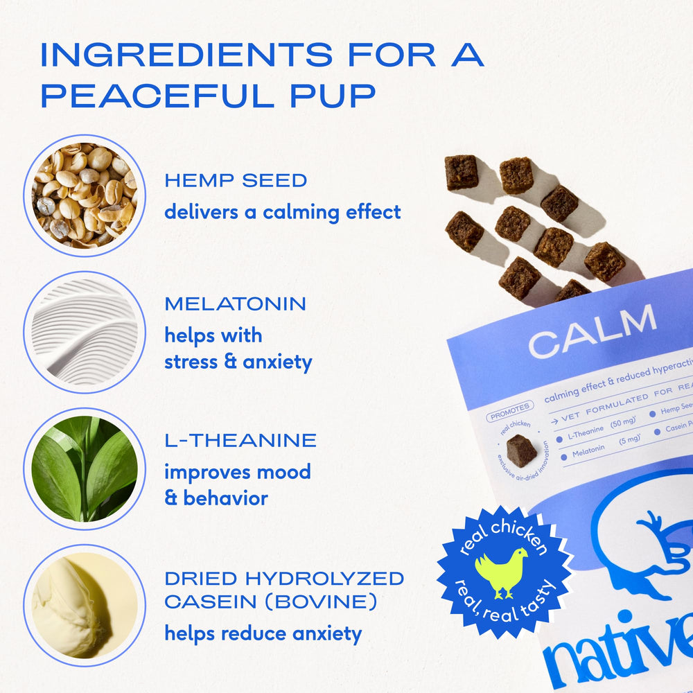 Native Pet Calming Chews close-up chicken flavor.