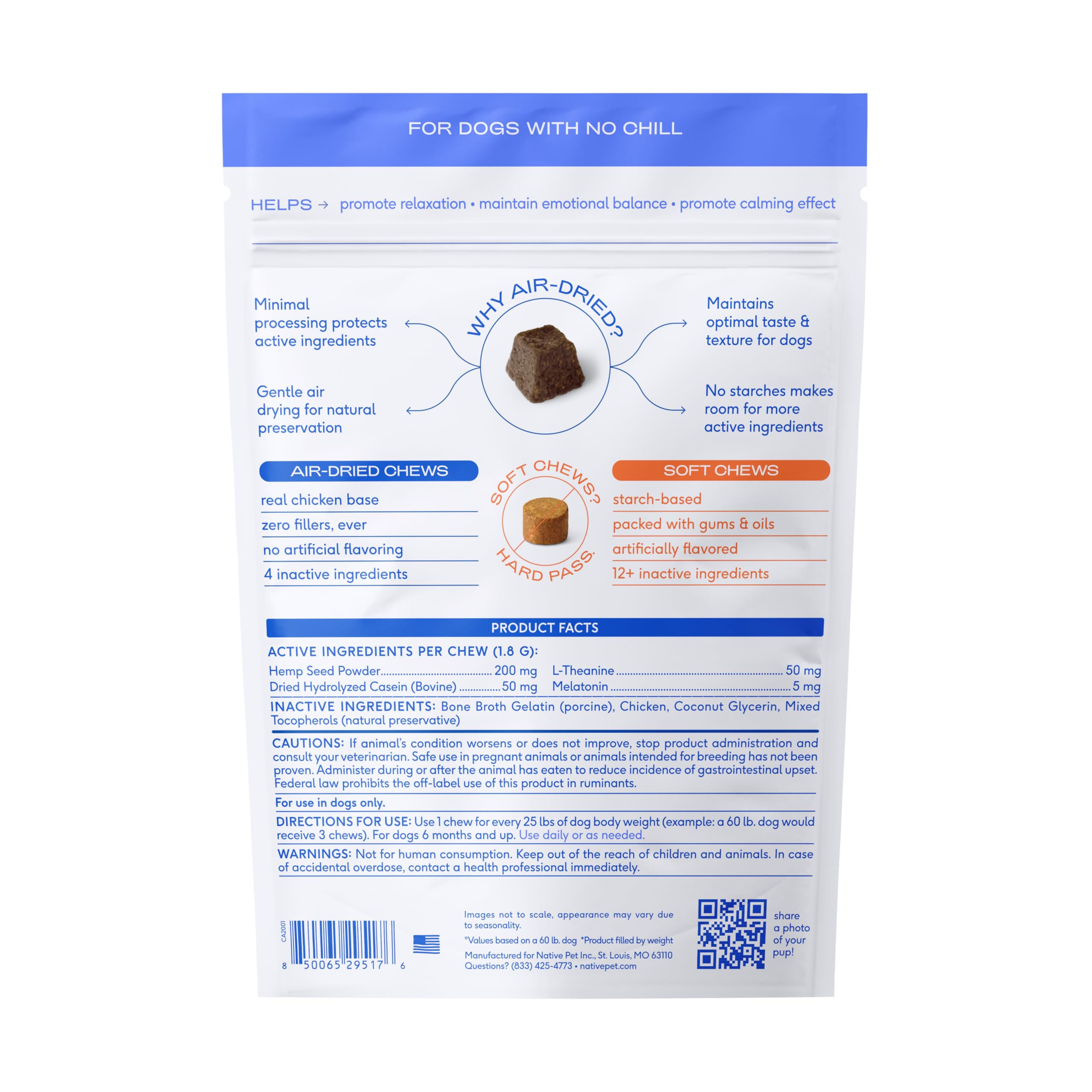 Native Pet Calming Chews soothe everyday stress in dogs