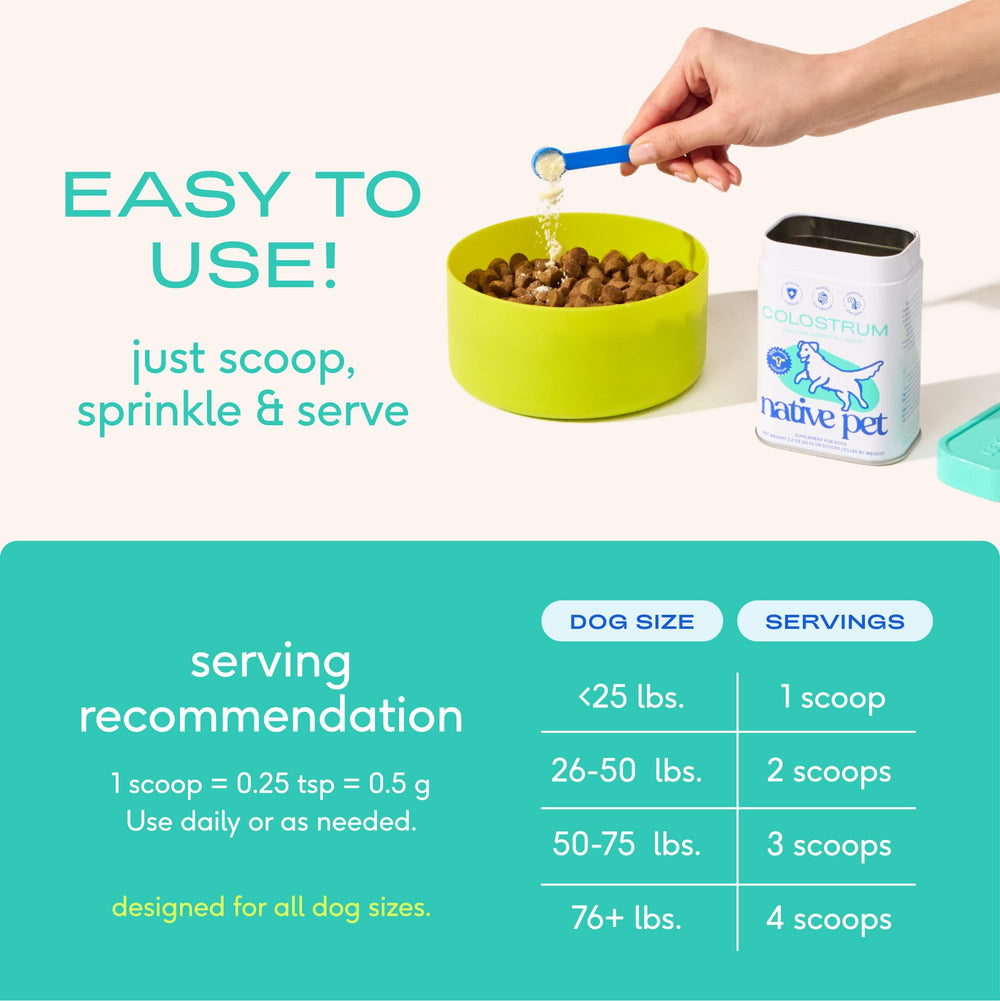 Native Pet Colostrum USA-made label reflects quality and trusted sourcing.