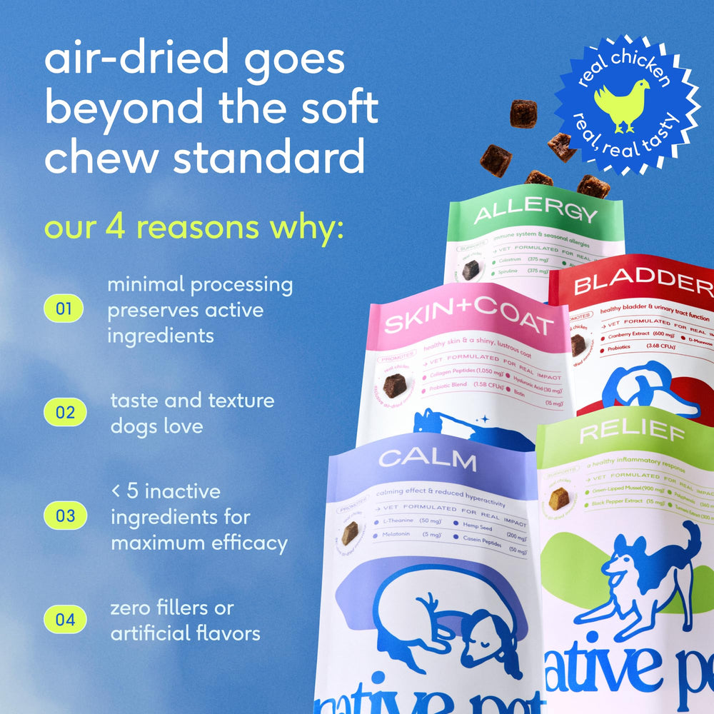 Native Pet Dog Allergy Chews easy-to-dose bites encourage daily use