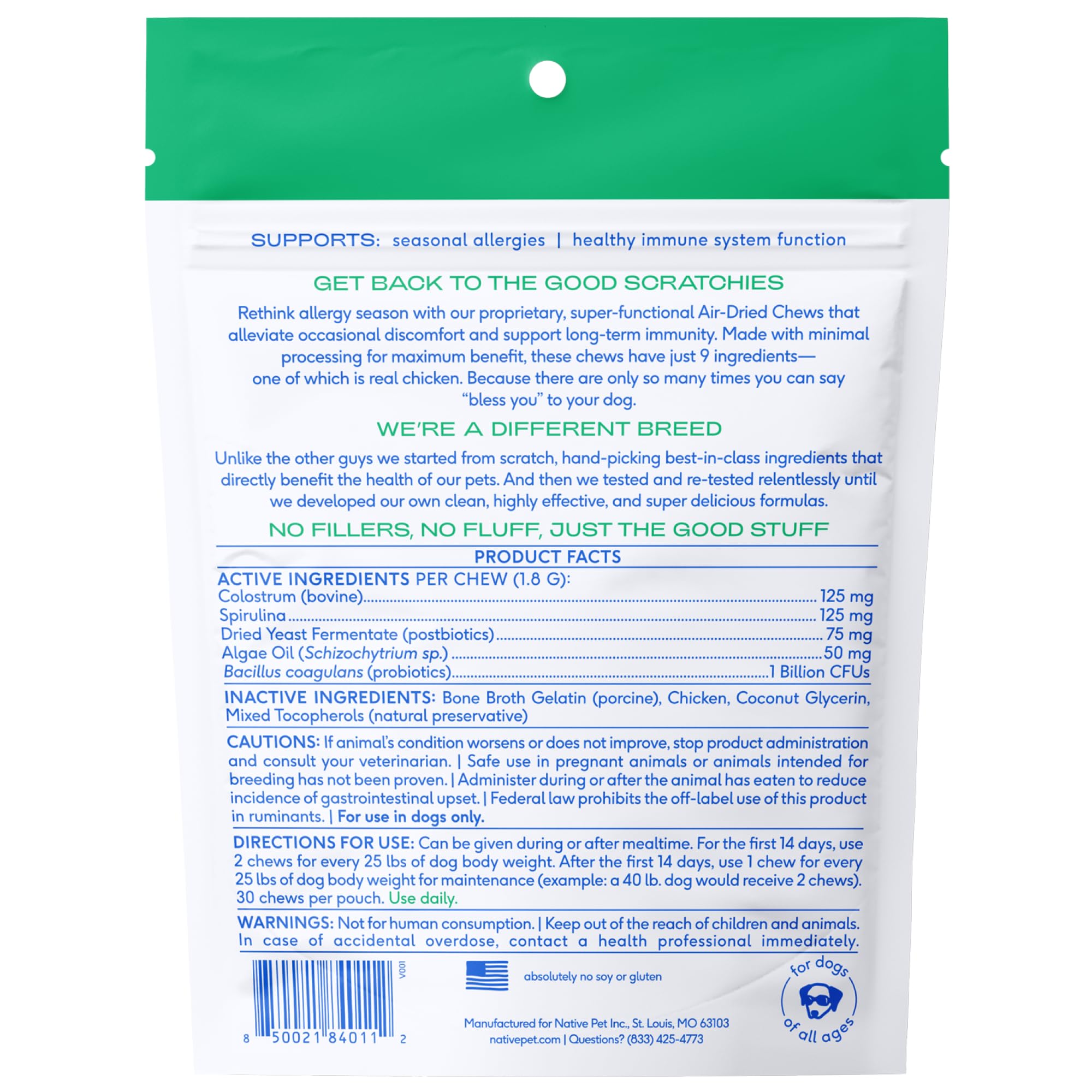 Native Pet Dog Allergy Chews outdoors-friendly design supports daily use