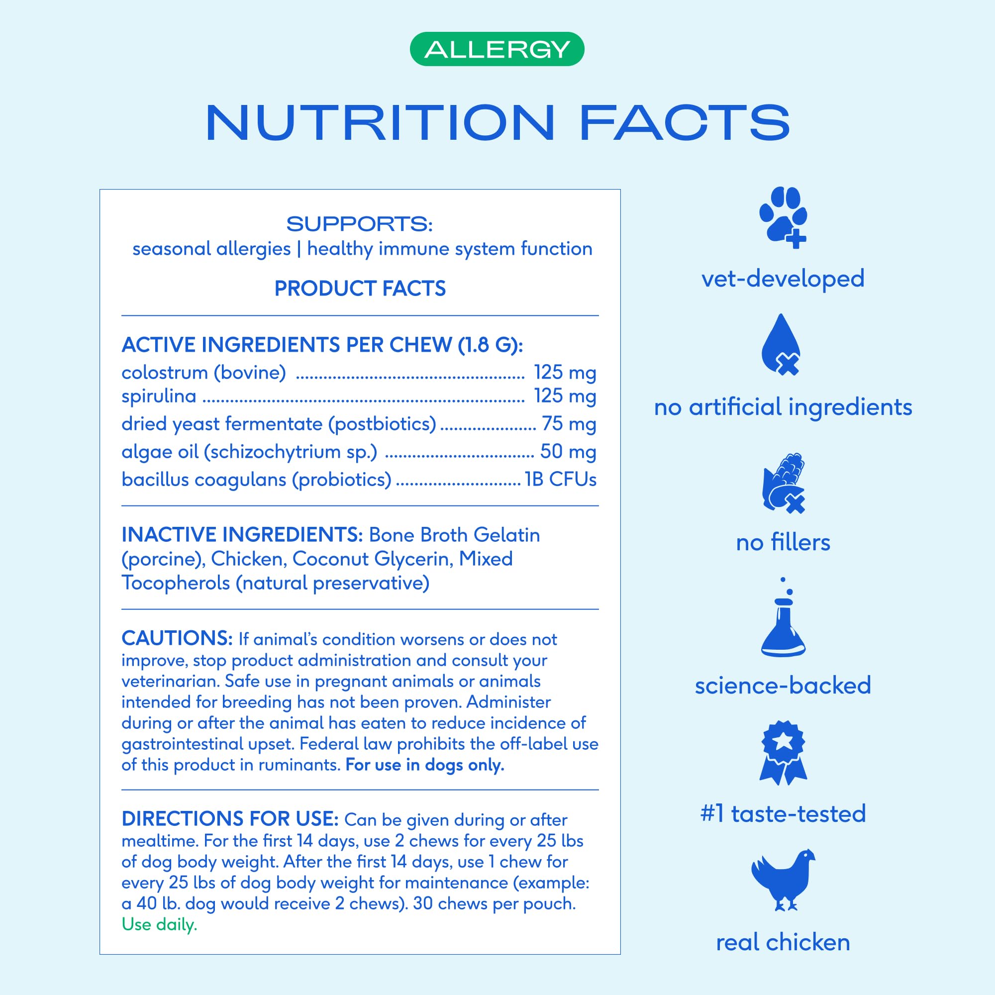 Native Pet Dog Allergy Chews spirulina and algae oil for natural wellness