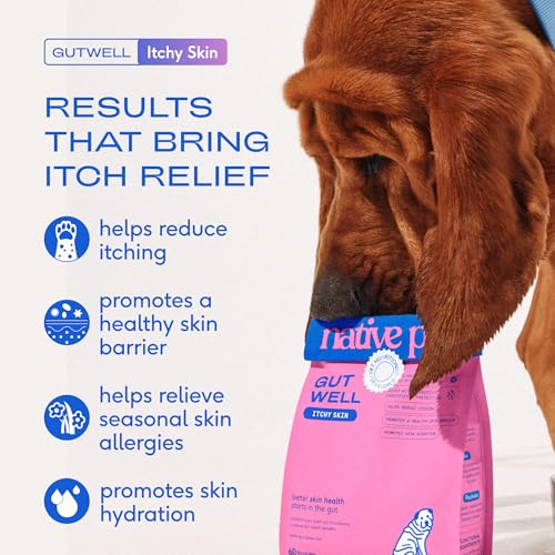 Native Pet GutWell cold-pressed pellets close-up highlights potent actives for skin health.