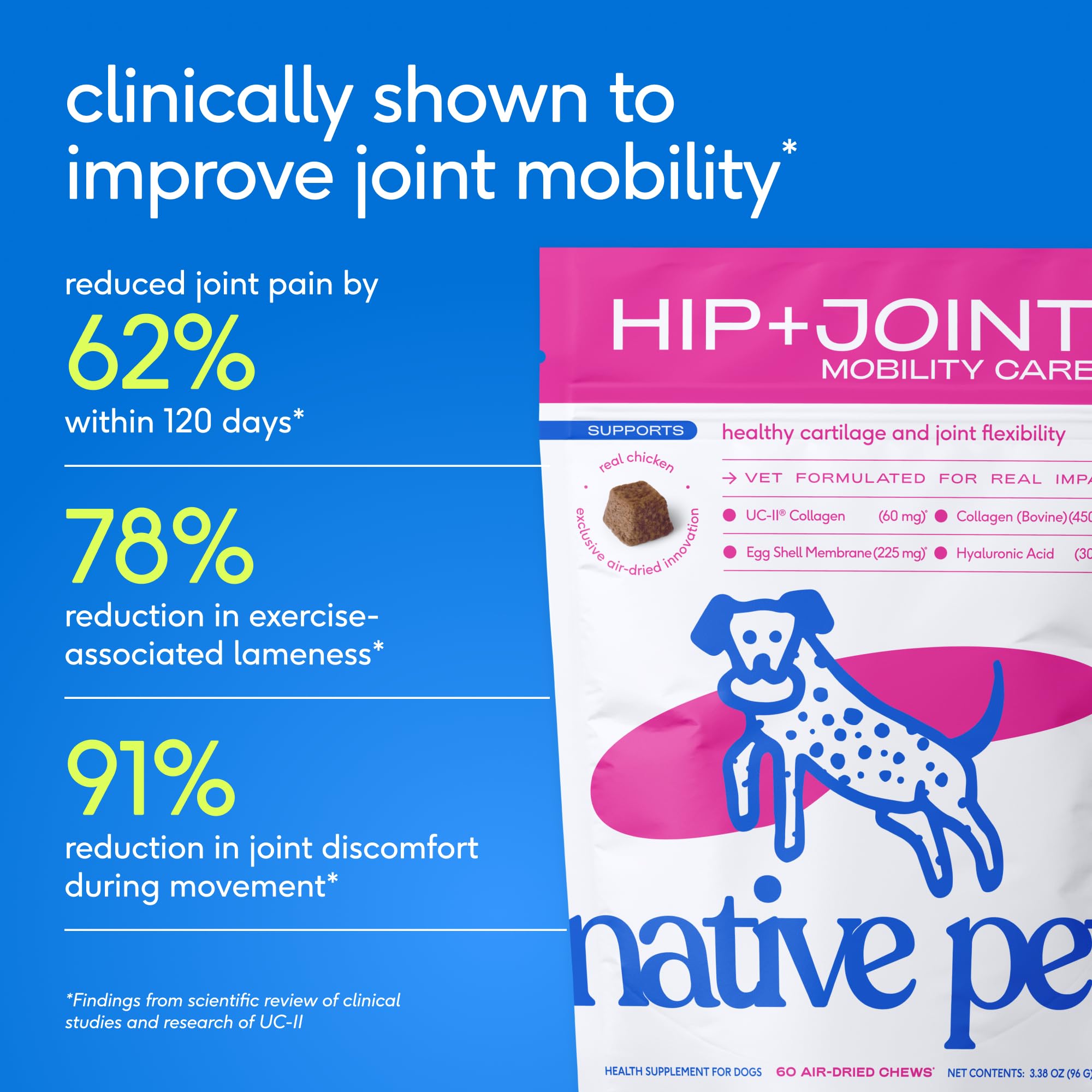 Native Pet air-dried process close-up texture preserving potency for joints