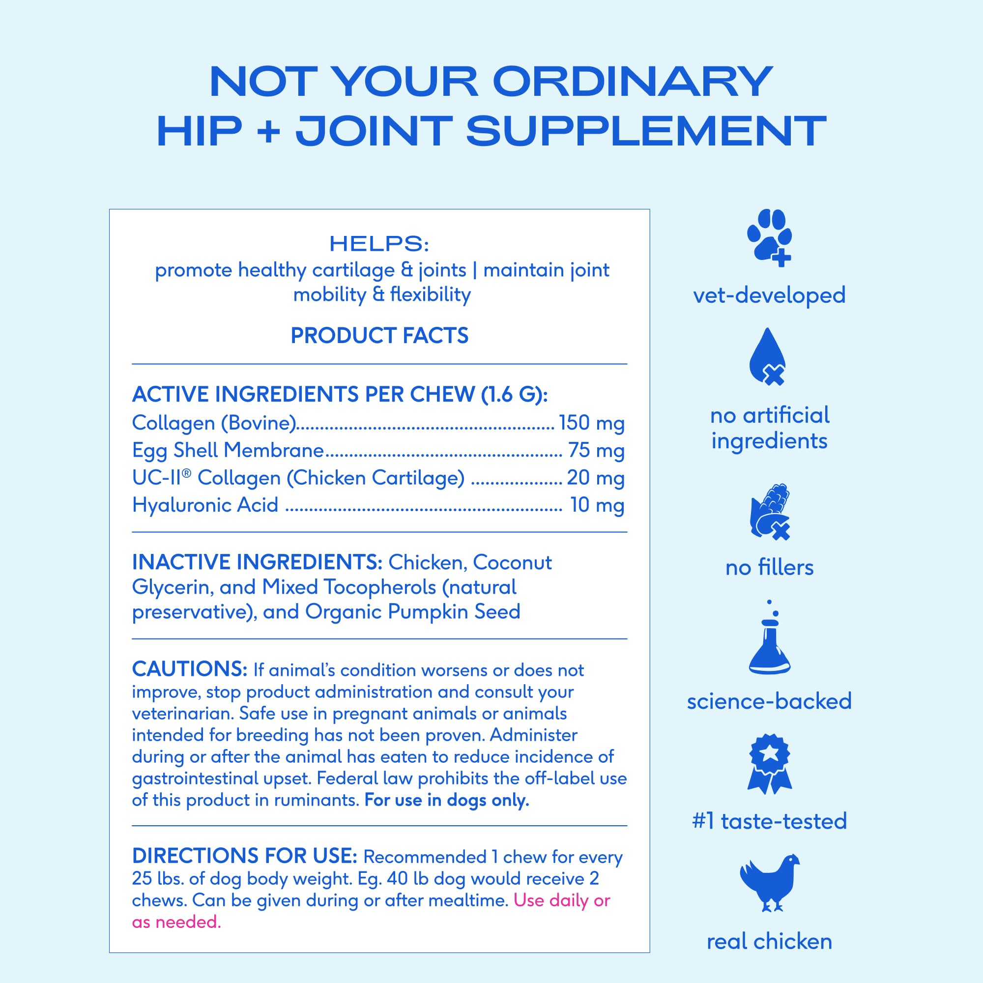 Native Pet hip joint chews with real chicken flavor for tasty daily joint support