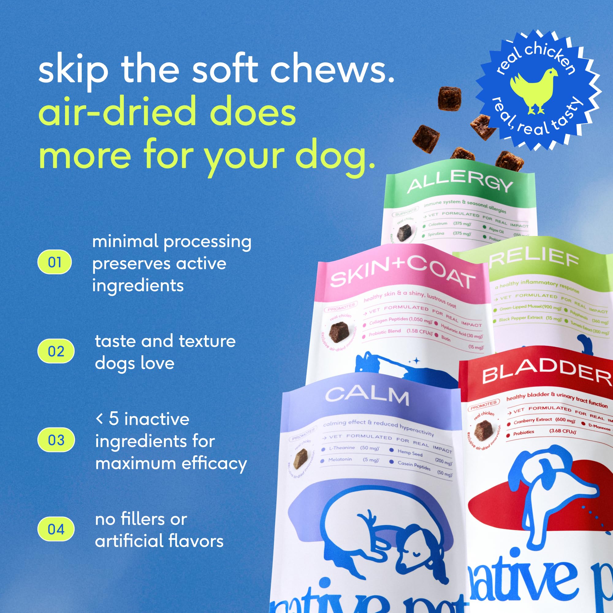 Native Pet hip & joint chews packaging and chew texture ready for use