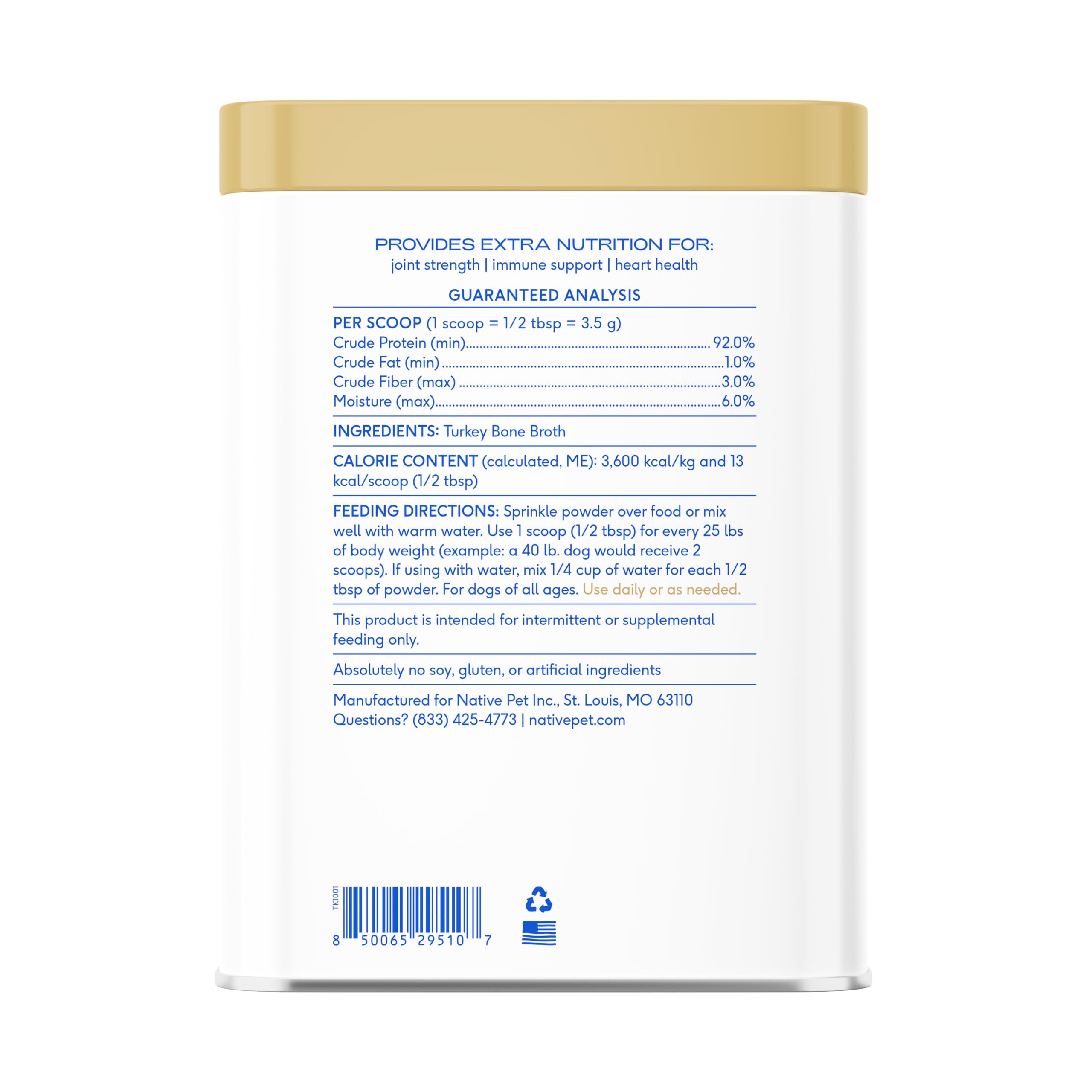 Native Pet hydration and energy booster broth for active pets